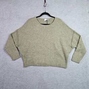 Nina Kendosa Paris Sweater Women Cropped Green Pullover Size L/XL New